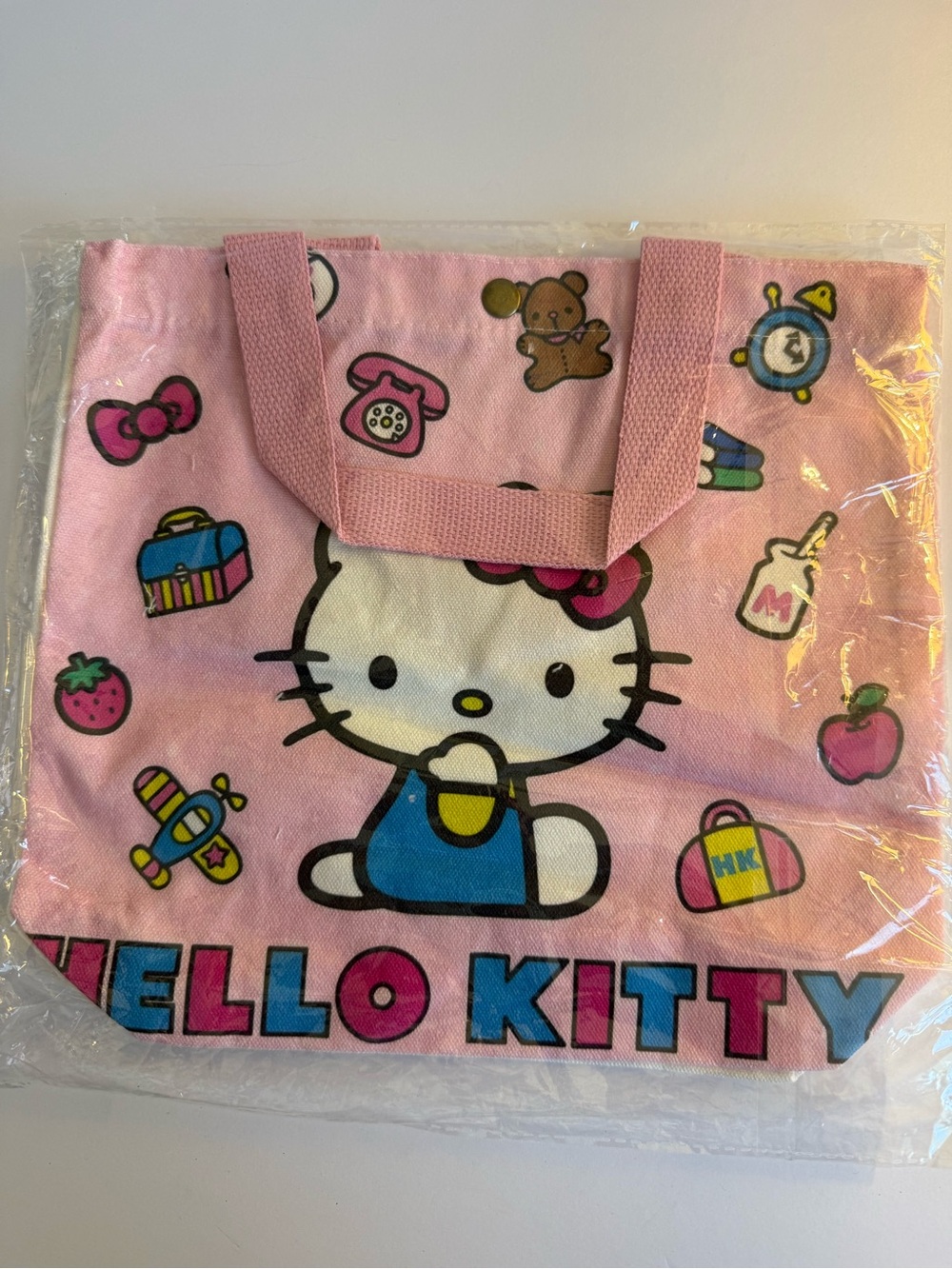 Hello Kitty Tote Bag Pink Icons Canvas Mini Kawaii Bow Strawberry NWT